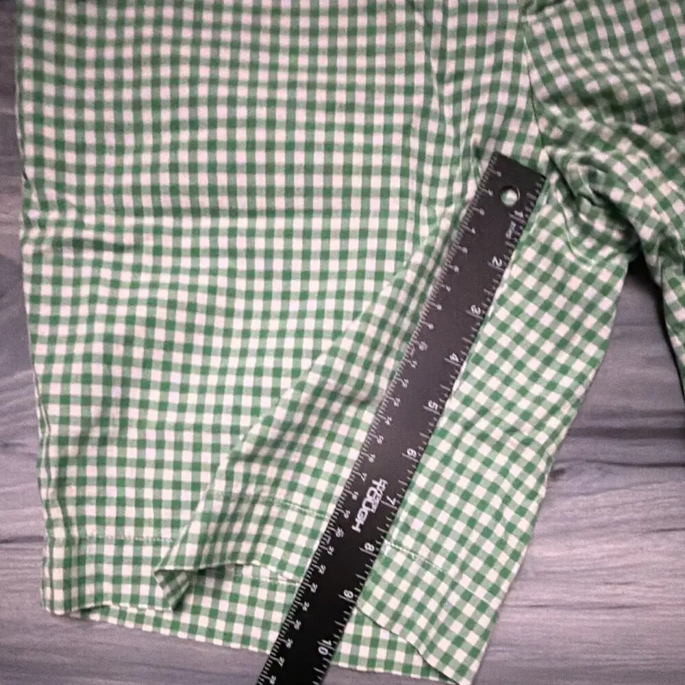Polo by Ralph Lauren Suffield Short Green/White Gingham Cotton Flat Front 34w